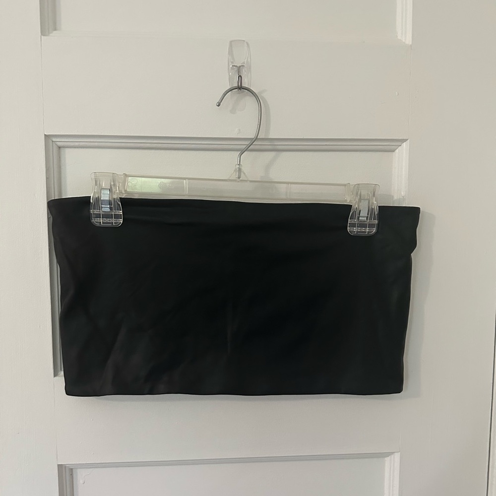 Topshop Faux Leather Black Crop Top - Tube Top